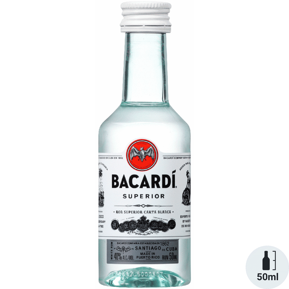 BACARDI SILVER RUM 50ML - 10 Pack